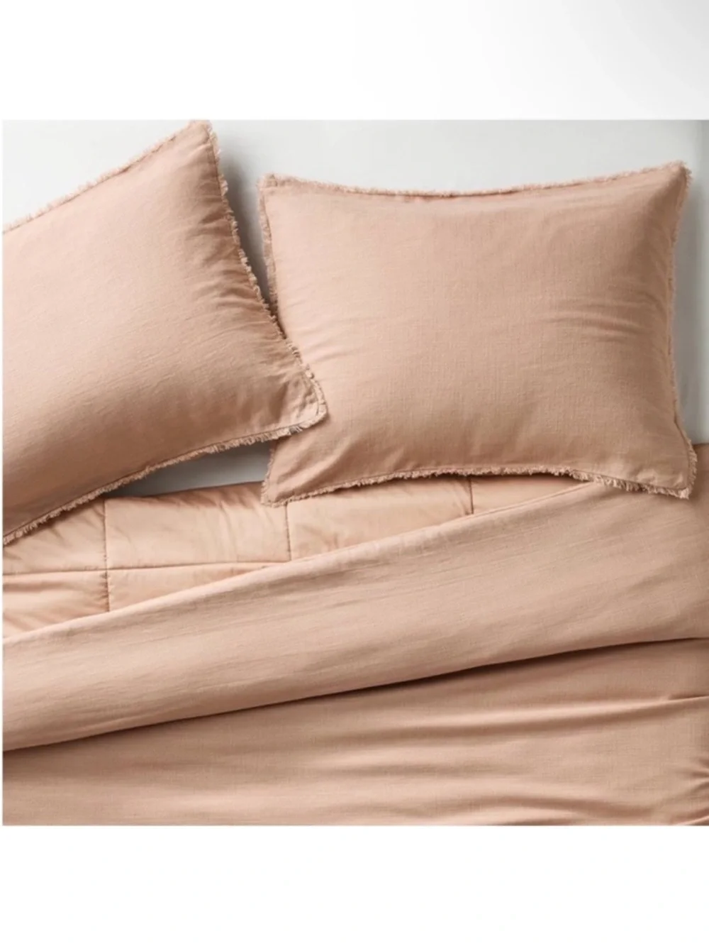 NWT Full/Queen Heavyweight Linen Blend Comforter and Sham Set Light Adobe Clay